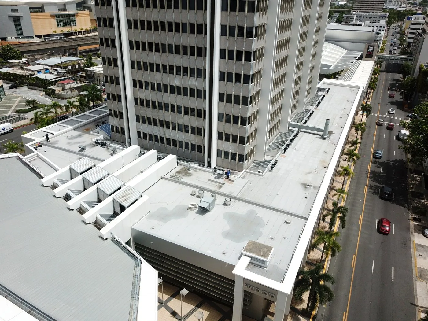 Finished white roof at Popular Center, Hato Rey
